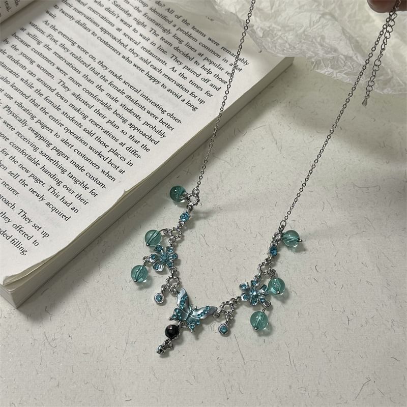 Alloy Floral Butterfly Choker