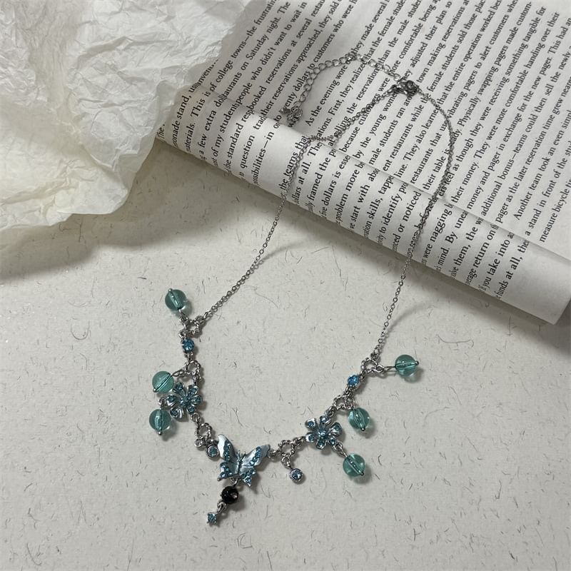 Alloy Floral Butterfly Choker