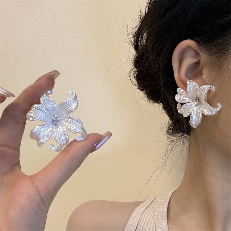 Earring Dangle Stud / Floral Alloy