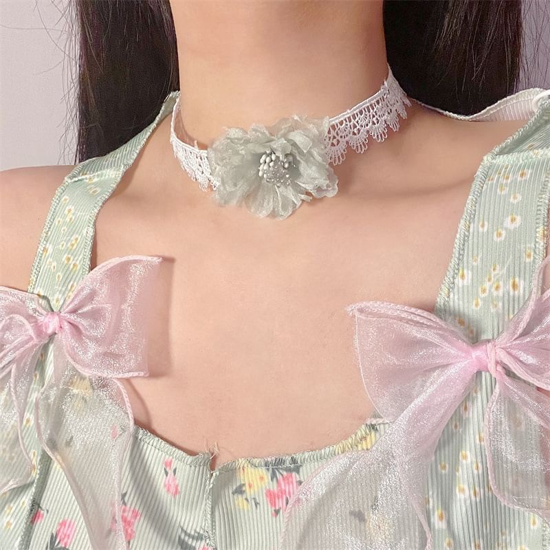 Choker Fabric Floral Lace