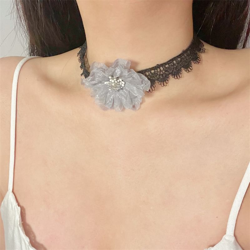 Choker Fabric Floral Lace