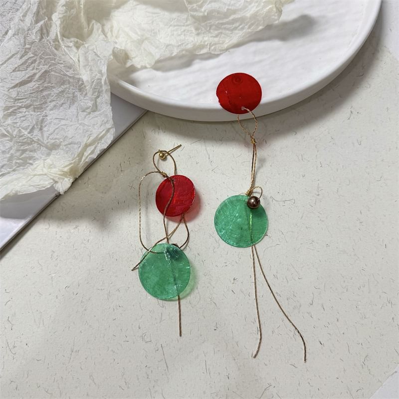 Dangle Alloy Disc Earring Asymmetrical