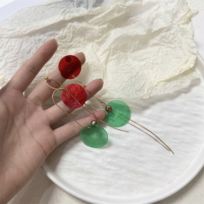 Dangle Alloy Disc Earring Asymmetrical