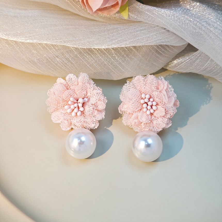 Elegant Flower Pearl Drop Earrings