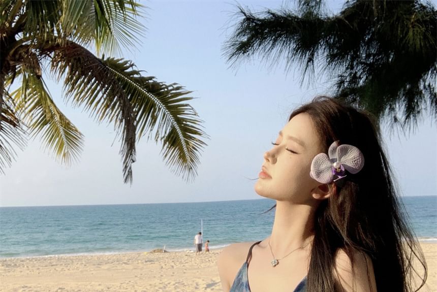 A-Line Dress Tie Maxi Strap Dye V-Neck Spaghetti Print