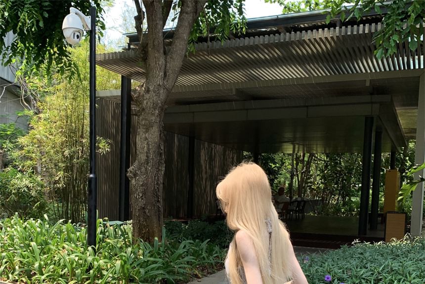 Tie Halter Cutout Spaghetti Dye A-Line Maxi Strap Dress Neck