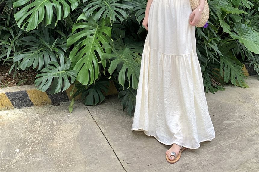 Tie Maxi Spaghetti A-Line Dress Strap Back