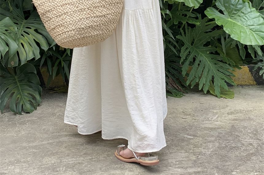 Tie Maxi Spaghetti A-Line Dress Strap Back