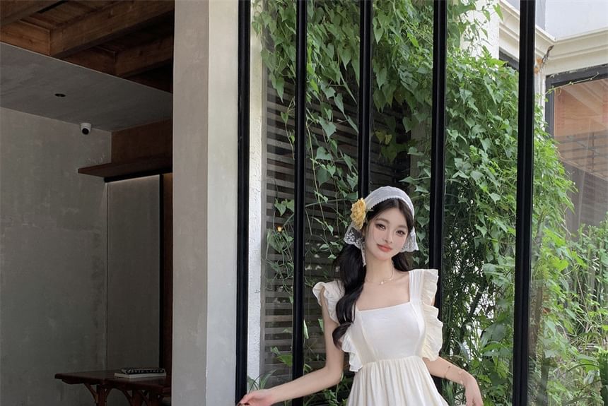 Tie Maxi Spaghetti A-Line Dress Strap Back