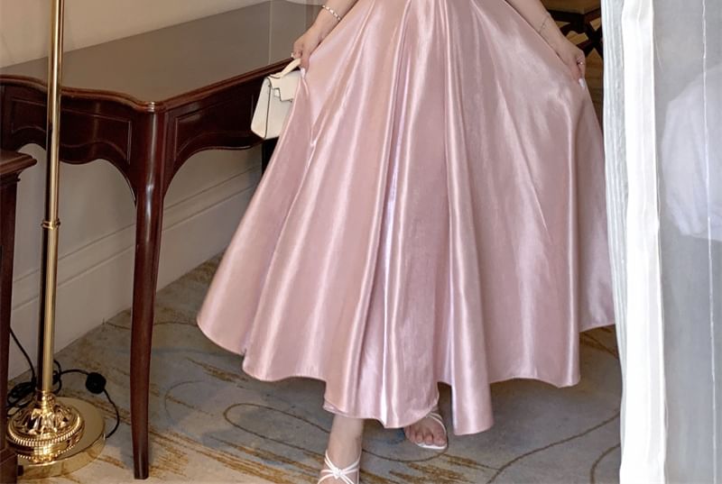 Spaghetti A-Line Evening Neck Scoop Gown Plain Strap