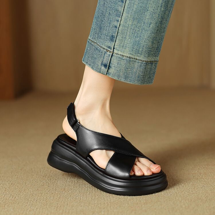 Platform Cross Strap Sandals