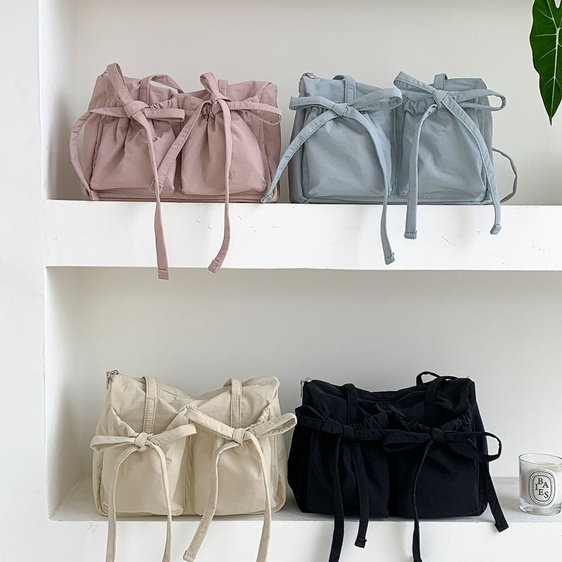 Tote Nylon Bag Accent Plain Bow