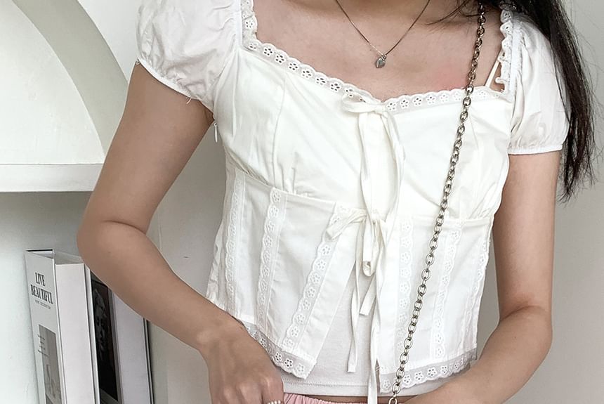 Leather Lace-Up Faux Crossbody Strap Bag Shaped Heart Chain