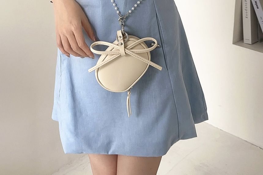 Plain Set: Crossbody Charm Faux + Bag Pearl Leather Strap