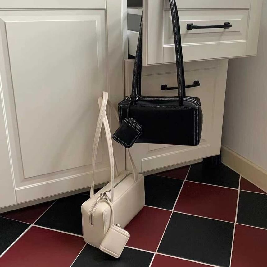 Shoulder Bag Plain Leather Faux