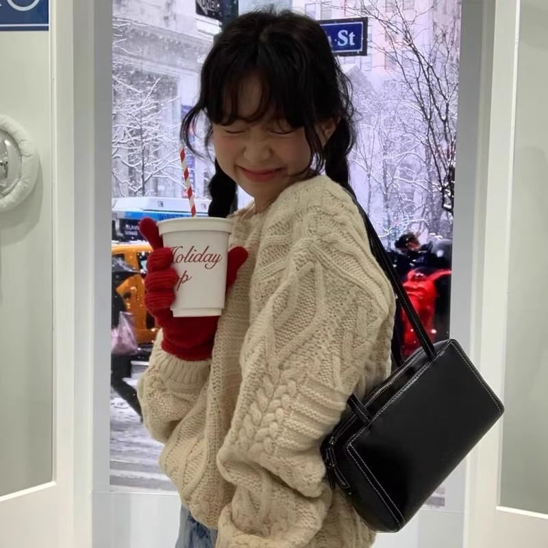 Shoulder Bag Plain Leather Faux