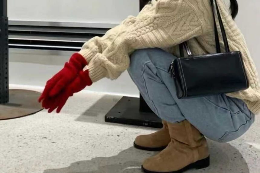 Shoulder Bag Plain Leather Faux