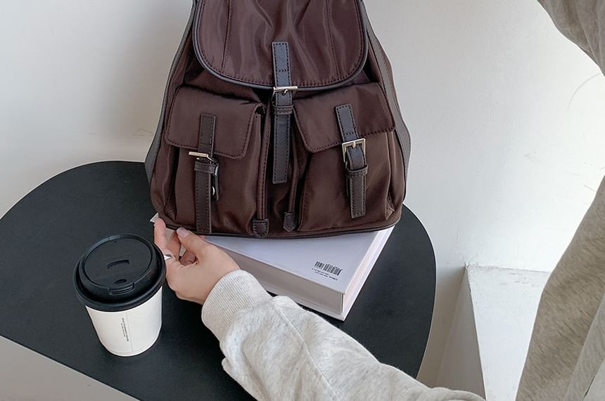 Flap Bag Plain Nylon Tote Buckled