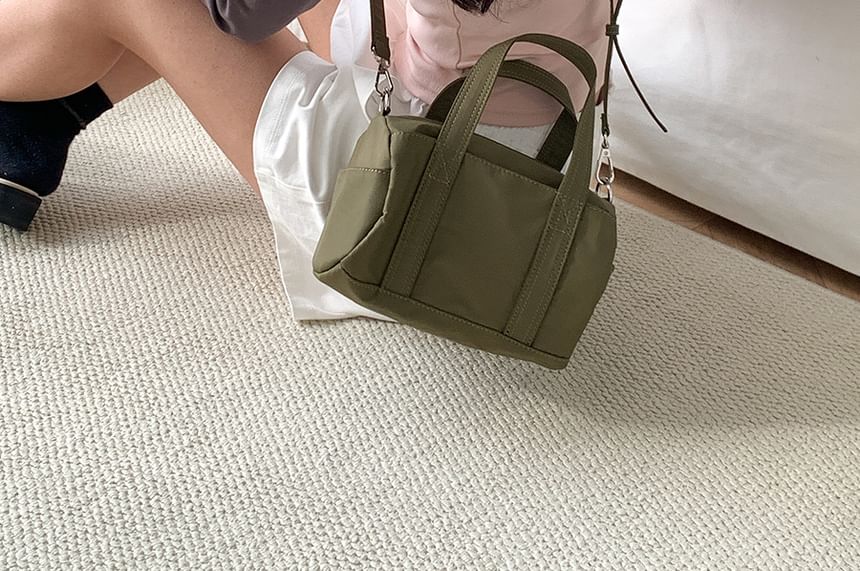 Plain Top Handle Bag Nylon Crossbody