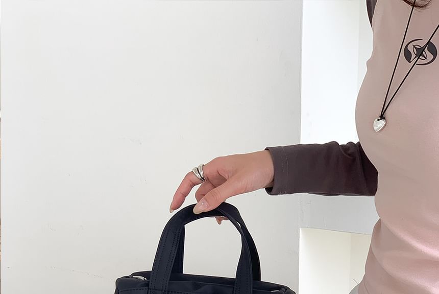 Plain Top Handle Bag Nylon Crossbody