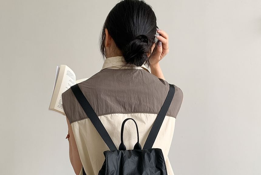 Plain Backpack Flap Drawstring