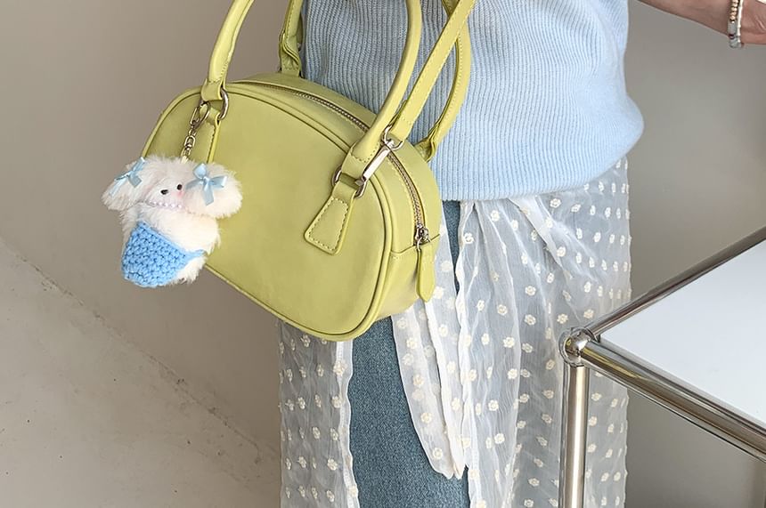 Faux Bowler Bag Plain Leather