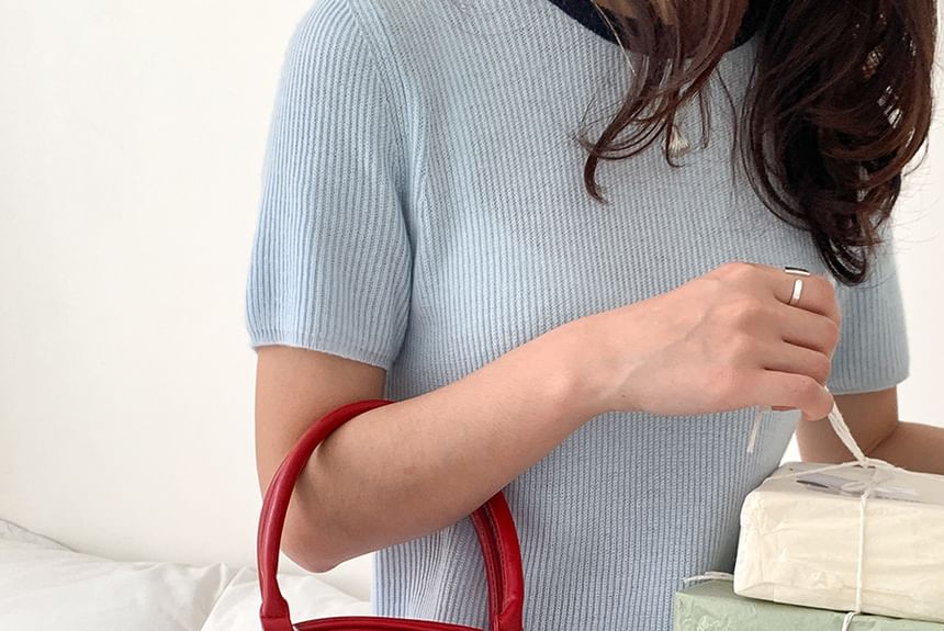 Faux Bowler Bag Plain Leather