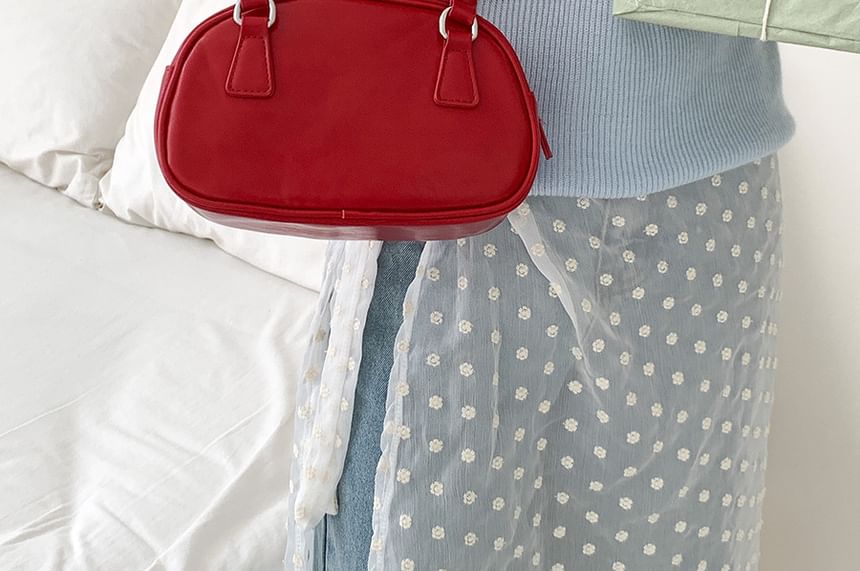 Faux Bowler Bag Plain Leather