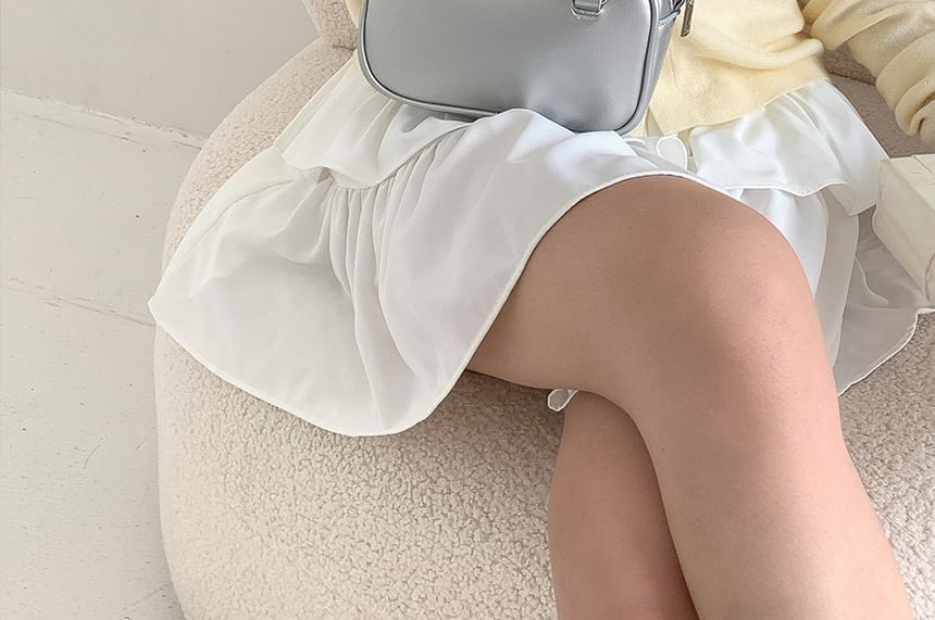 Plain Crossbody Handle Bag Faux Leather Top