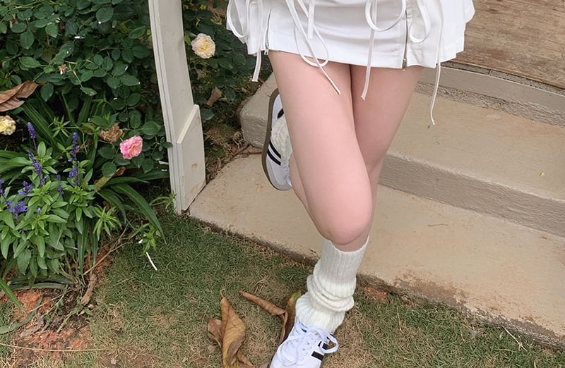 Panel Top High Skirt Cami Rise / Pleated Tie Front Mini Ruched A-Line Plain