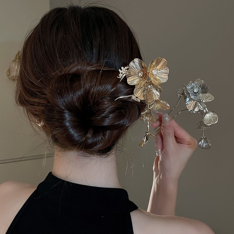 Stick Floral Hair Rhinestone