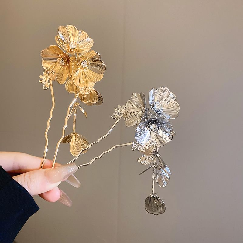 Stick Floral Hair Rhinestone