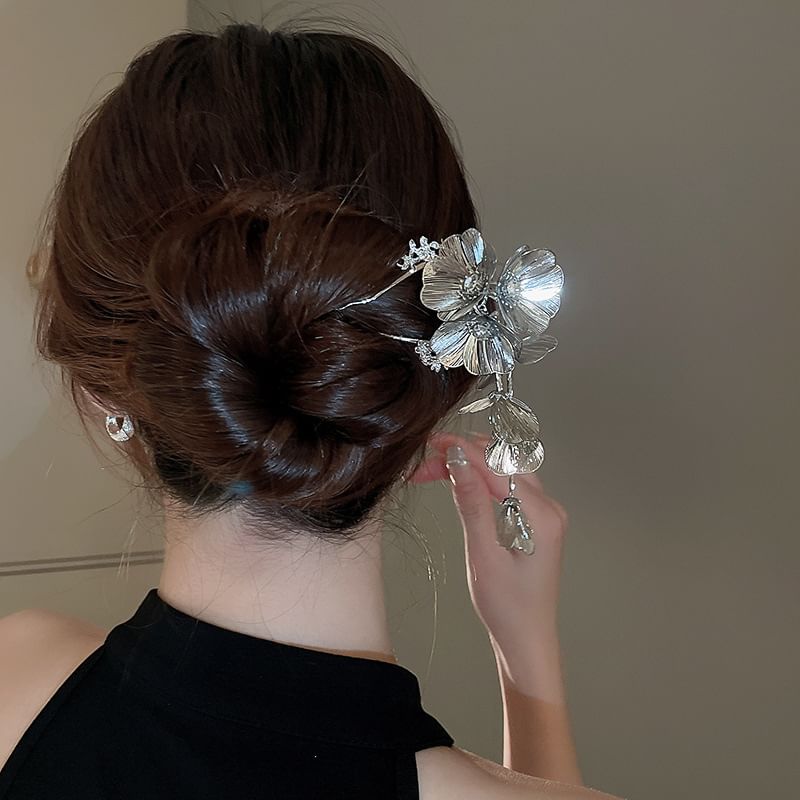 Stick Floral Hair Rhinestone