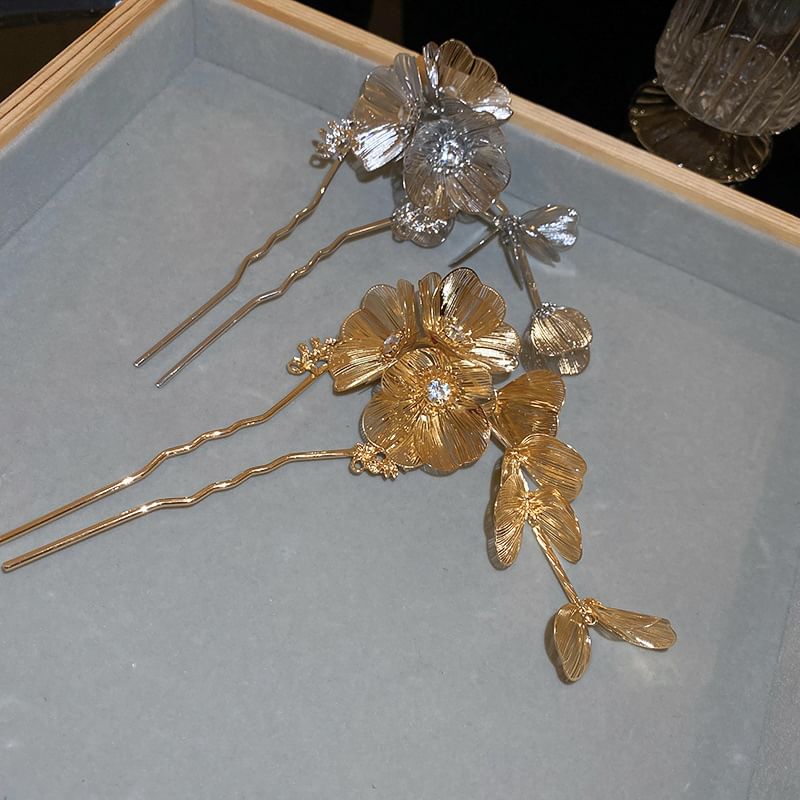 Stick Floral Hair Rhinestone