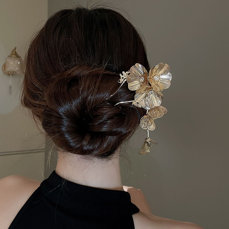 Stick Floral Hair Rhinestone