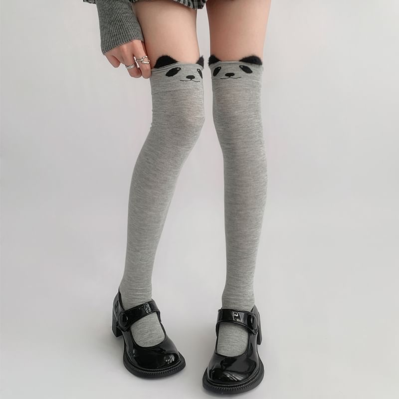 Bear Pattern Over The Knee Socks