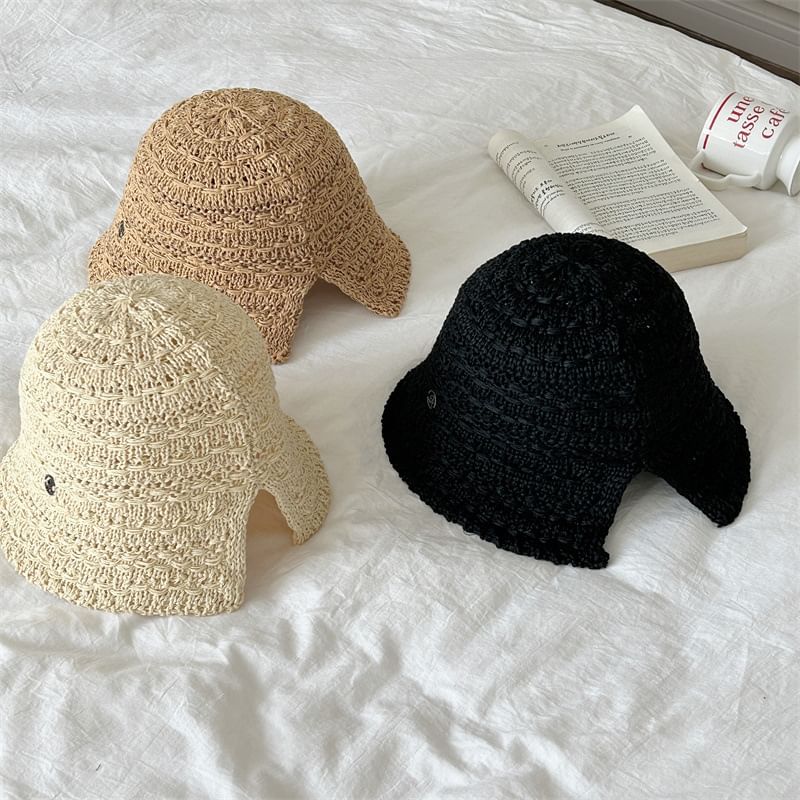 Brim Textured Hat Bucket Wide