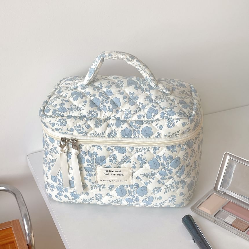 Floral Fabric Pouch / Makeup Bag / Clutch