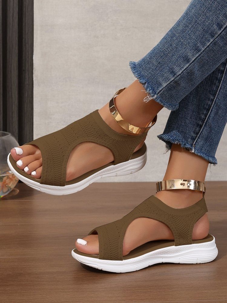 Platform Knit Sandals Plain