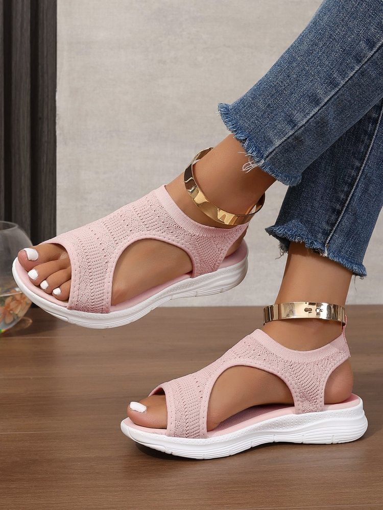 Platform Knit Sandals Plain