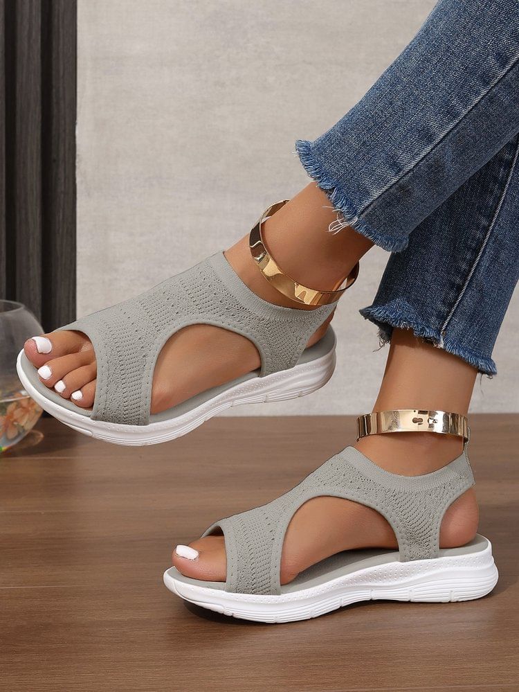 Platform Knit Sandals Plain