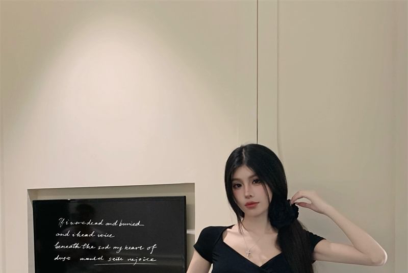 Rise Mini Plain Skirt Ruffle Asymmetrical A-Line Panel Mid