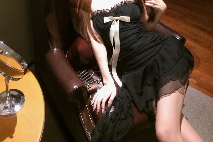 Ruffle Bow A-Line Mini Dress Tube