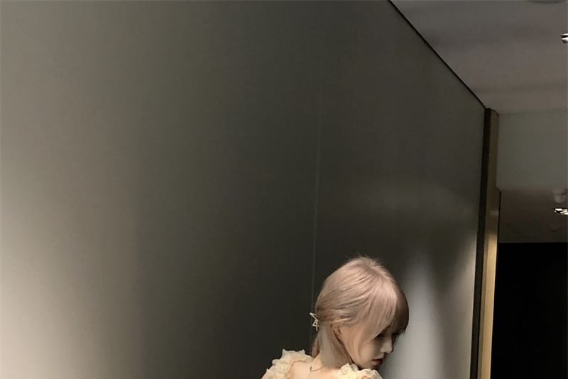 Mini A-Line Dress Plain Ruffle Sleeveless