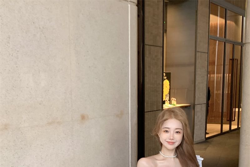 Dress Lace Off-Shoulder A-Line Midi Ruffled Eyelet