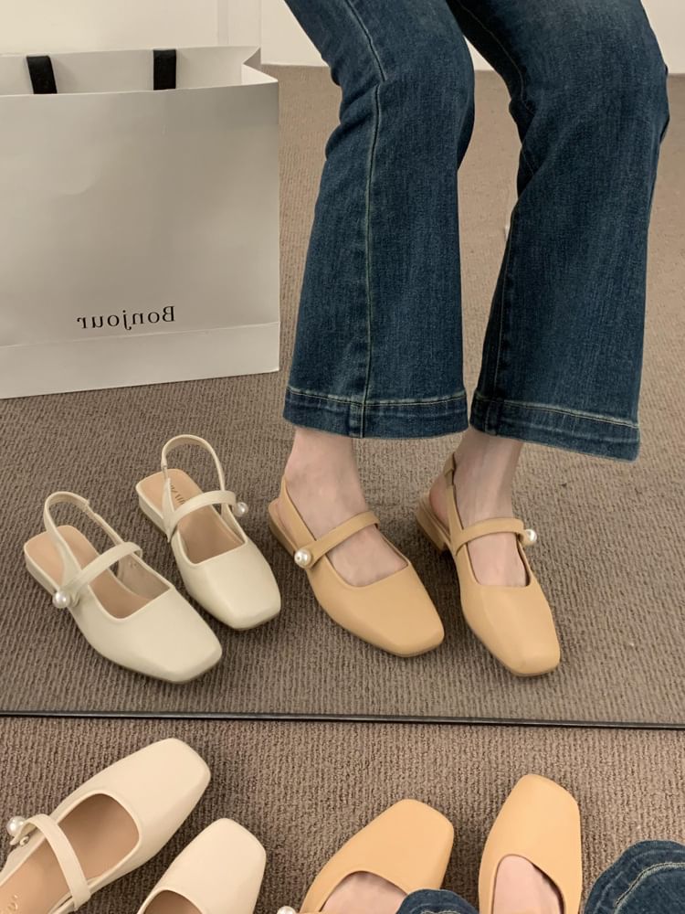 Square Toe Mary Jane Slingback Shoes