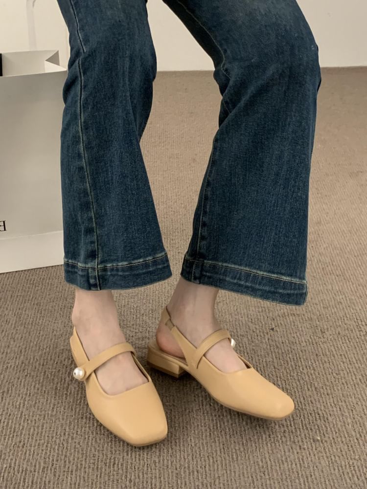 Square Toe Mary Jane Slingback Shoes