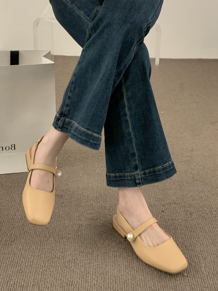Square Toe Mary Jane Slingback Shoes