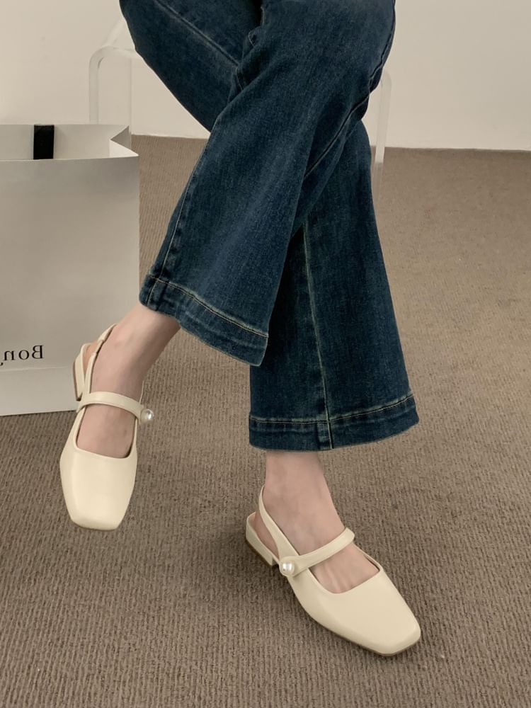 Square Toe Mary Jane Slingback Shoes