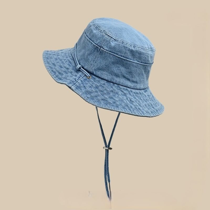 Adjustable Strap Hat Chin Bucket Denim With
